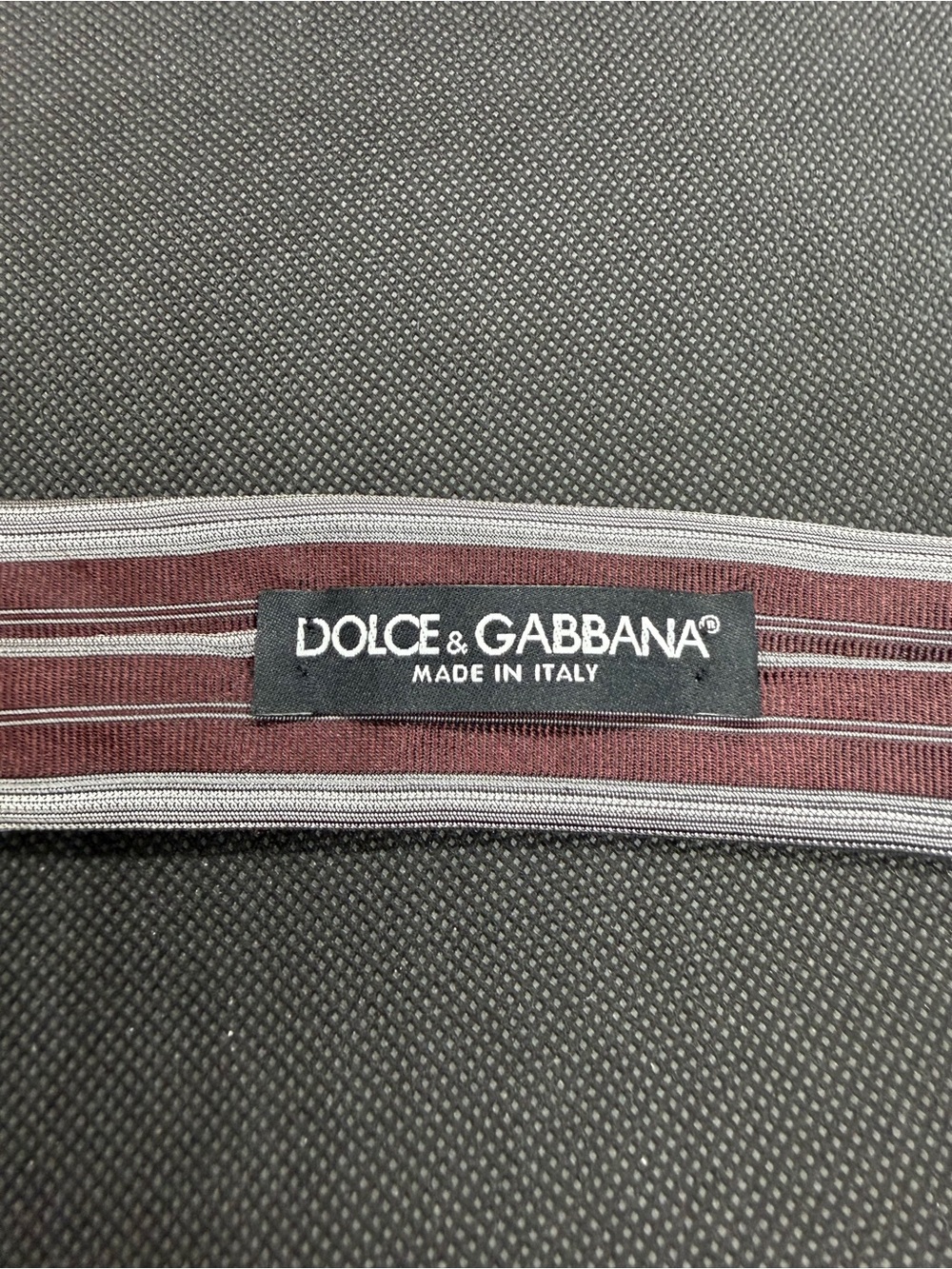 Dolce & Gabbana Italy Silk Tie Burgundy Gray Striped 59” x 3.5” - Picture 2 of 9